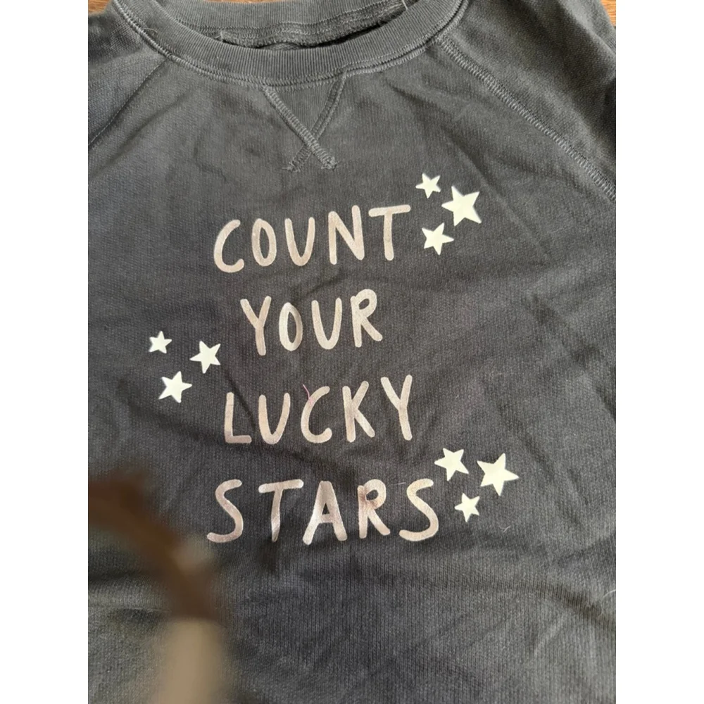Gymboree Girls Sweatshirt Size 5-6 Count Your Lucky Stars Gray NWT